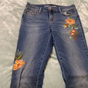 Old navy embroidered rockstar jeans